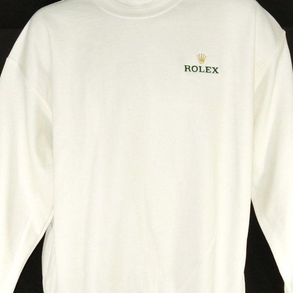 ROLEX Jewelry Store Employee Uniform White Sweatshirt Gold Crown NEW Size L - Picture 1 of 8